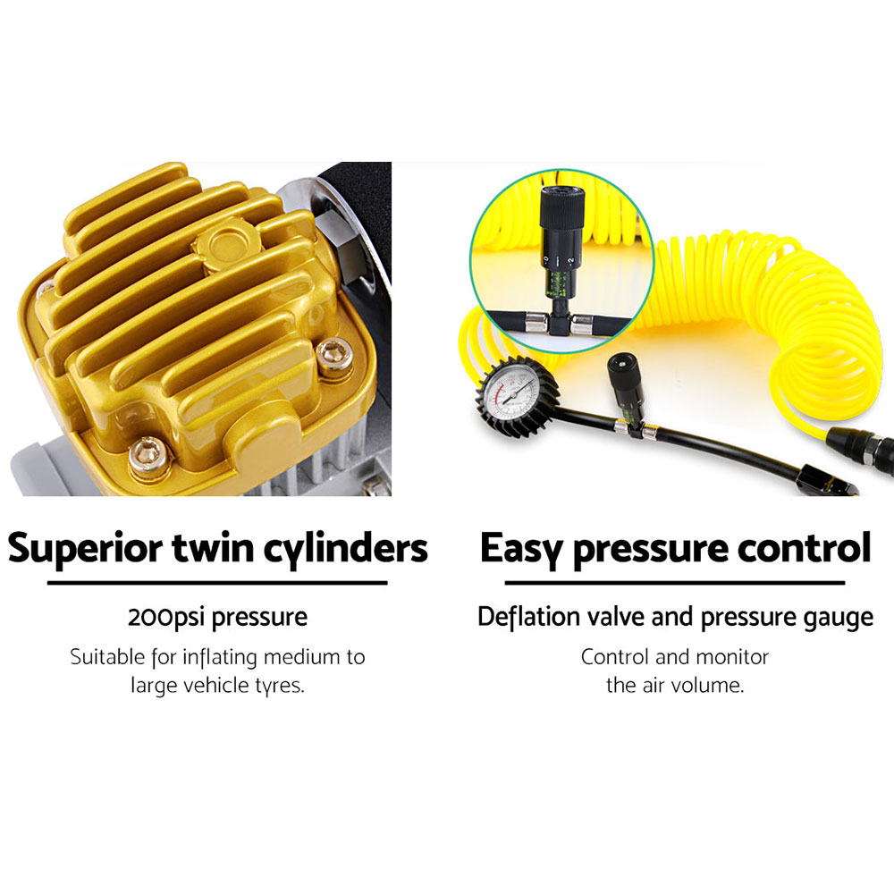 Giantz Air Compressor 12V 4x4 Tyre 200L/MIN Deflator Inflator Car Truck Portable - Image 4
