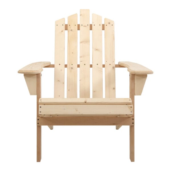 Gardeon Adirondack Outdoor Chairs Wooden Beach Chair Patio Furniture Garden Natural - Image 3