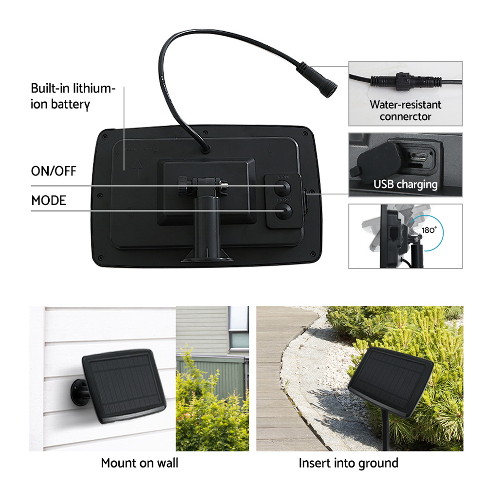 17m Solar Festoon Lights Outdoor LED String Light Christmas Party