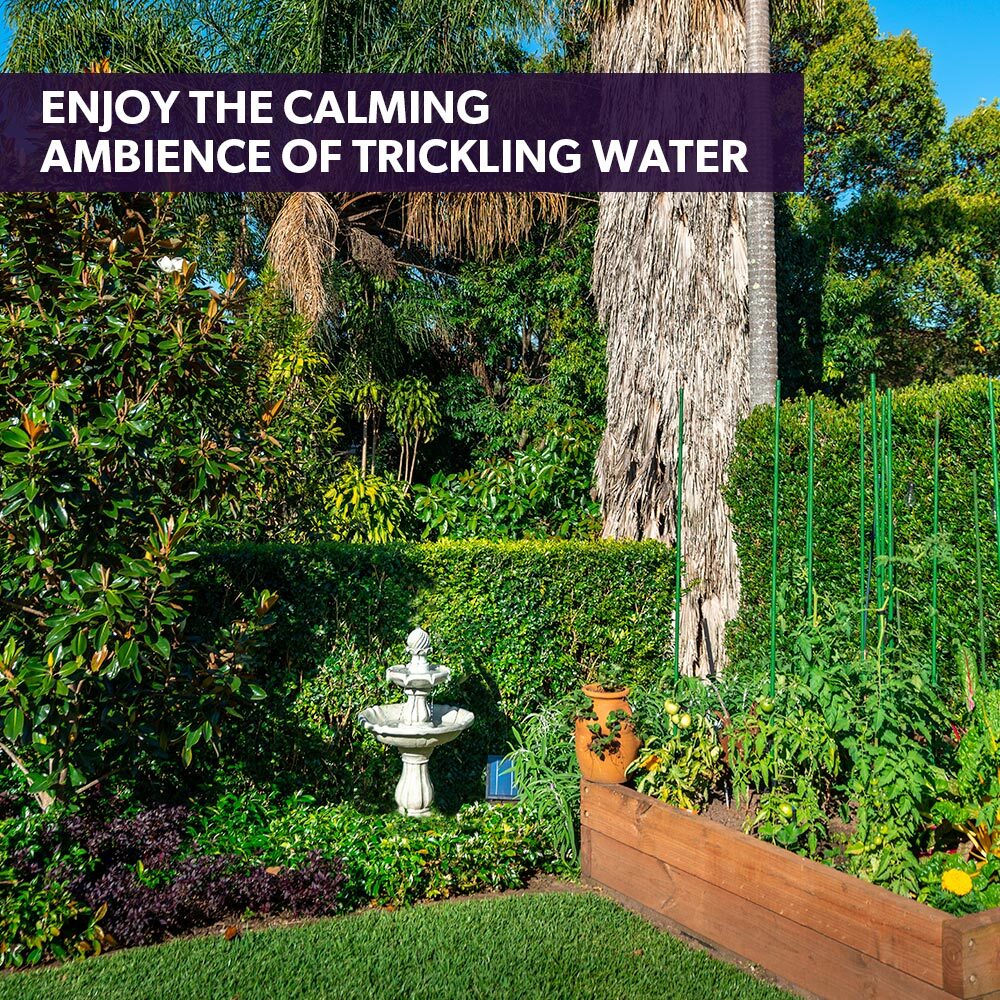 PROTEGE 3 Tier Solar Powered Water Feature Fountain Bird Bath - Light Grey - Image 5