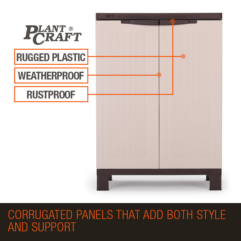 PlantCraft Outdoor Storage Cabinet Waterproof Cupboard Garage Backyard Tool Shed - Image 2