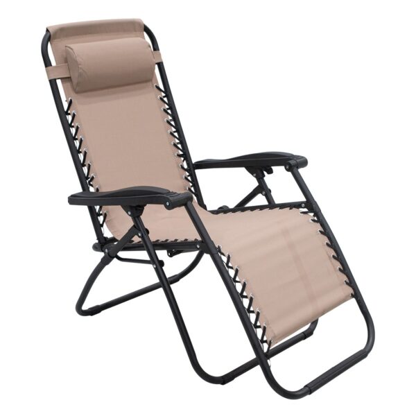 Wallaroo Zero Gravity Reclining Deck Lounge Sun Beach Chair Outdoor Folding Camping - Beige - Image 3